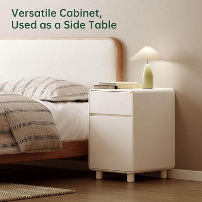 Vadisun Solid Rubber Wood Nightstand with 2 Drawers, Modern Small Wooden Nightstands, Small Bedside Table for Bedroom(16" W x 16" D x 23" H)