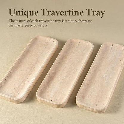 Koville Marble Tray, 12"x4" Marble Vanity Tray for Bathroom Kitchen Countertop Sink, Natural Stone Tray for Home Decor, Decorative Rectangular Narrow Catchall Tray for Jewelry Perfume