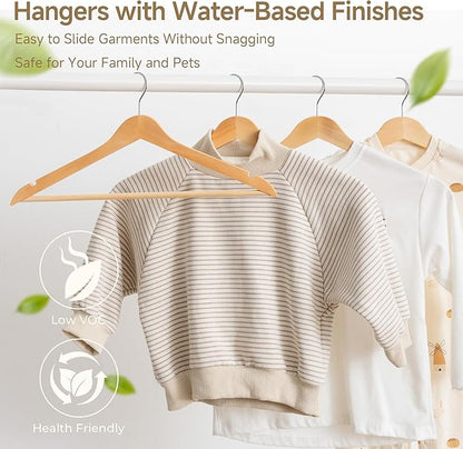 StorageWorks Clothes Hangers, Wooden Hangers 30 Pack for Closet, Wood Hangers for Coats, Shirts, Jackets, Pants, Suits, Natural Wood Color