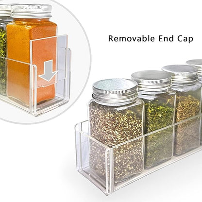 PMMASTO Adhesive Acrylic Spice Rack Organizer for Wall with Nano Double Sided Tape, Spice Shelf Organization for Kitchen Cabinet Door/Pantry Door, Wall Mount Seasoning Rack (Clear-2 Pack)
