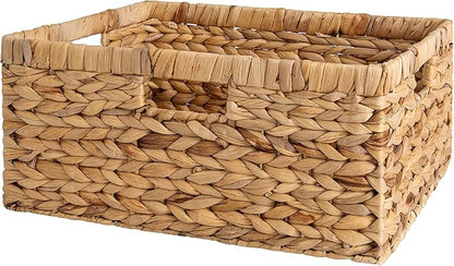 StorageWorks Extra Large Wicker Baskets for Organizing, Water Hyacinth Storage Basket with Built-in Handles, 1 Pack