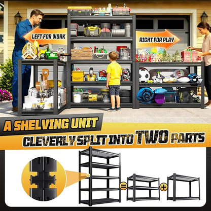 72" H Garage Storage Shelves 5-Tier,Garage Storage System Shelves Adjustable 2000LBS,Storage Shelving for Basement,Pantry,Kitchen,Warehouse,72" H x35 W x 16" D