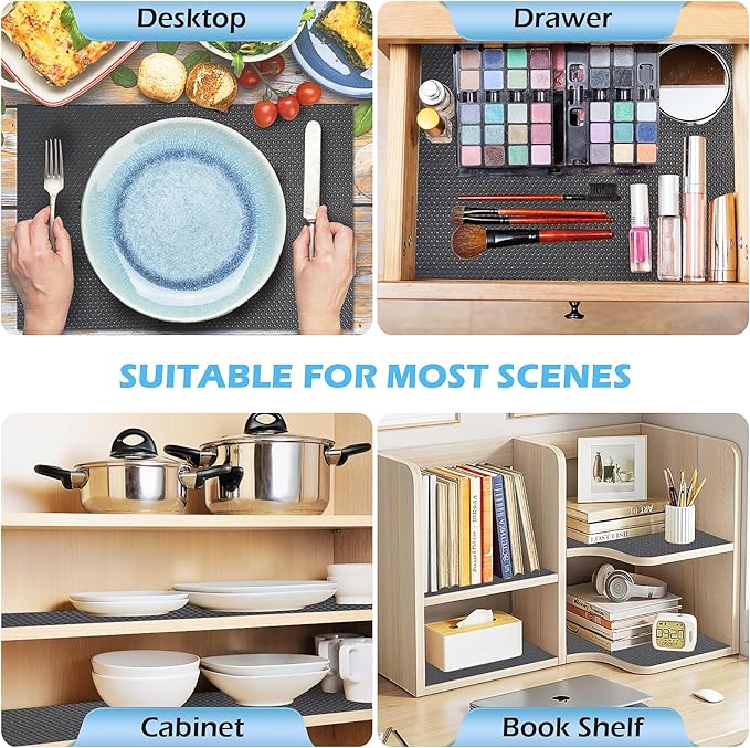 Drawer Liners, Waterproof Shelf Liner, Anti-Slip Non-Adhesive BPA Free Kitchen Cupboard Cabinet Liner Refridge Fridge Mats Sink Protector Strong Durable for Home (Grey/23.6in x 20Ft)