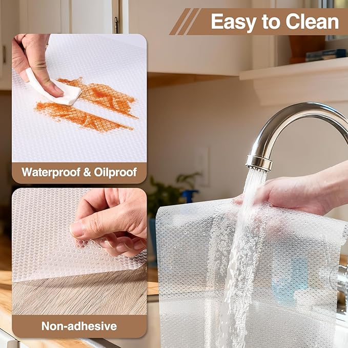 Shelf Liners, 12'' X 10ft Kitchen Drawer Mats, Non-Slip & Non-Adhesive EVA Cabinet Liner Shelf Paper for Dresser Pantry Bathroom Cabinet Lining Refrigerator Liner (Clear Dot)