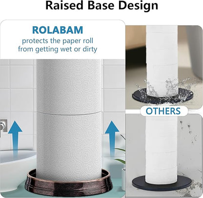 Toilet Paper Holder Stand, Free Standing Toilet Paper Storage for Bathroom, Weighted Base with Reserve for 4 Roll (2 Pack, Oil Rubbed Bronze)