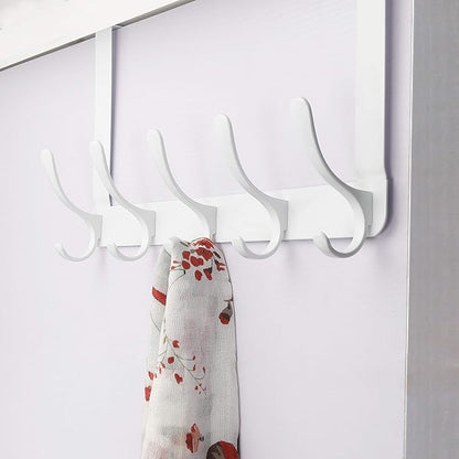 SKOLOO Over The Door Hook, Door Hanger Hooks for Hanging Clothes, Towels, Coats, Hats, Over The Door Towel Hook - Pack of 2, White, Assembly Required