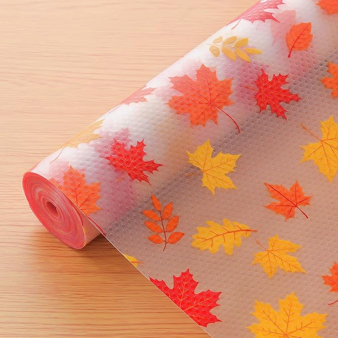 Cooyes Shelf Paper for Kitchen Cabinets Non Adhesive, Waterproof & Oil-Proof Kitchen Drawer Liner for Refrigerator Drawer Fridge Cupboard, (23.6 Inch W x 118 Inch L, Pumpkin Orange)