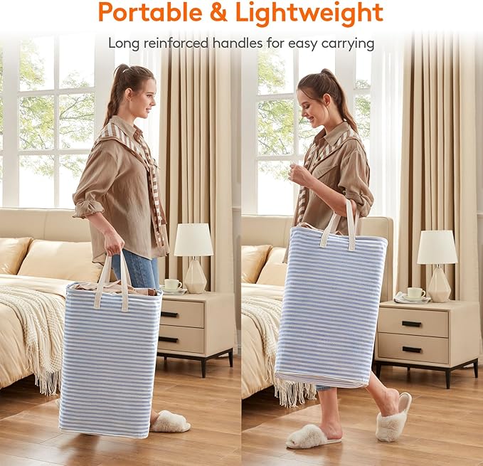 Lifewit 1 Pack Laundry Hamper Large Collapsible Laundry Baskets, Freestanding Waterproof Clothes Hamper with Easy Carry Handles in Laundry Room Bedroom Bathroom College Dorm, Blue, 80L