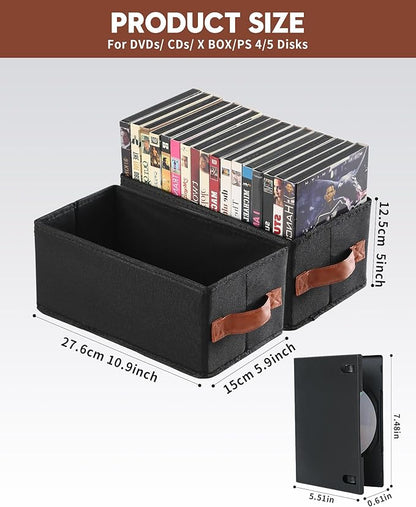 6 Pack DVD Storage Box, DVD Organizer Holds Up to 102 DVDs, Foldable DVD Holder, Large CD Storage Case