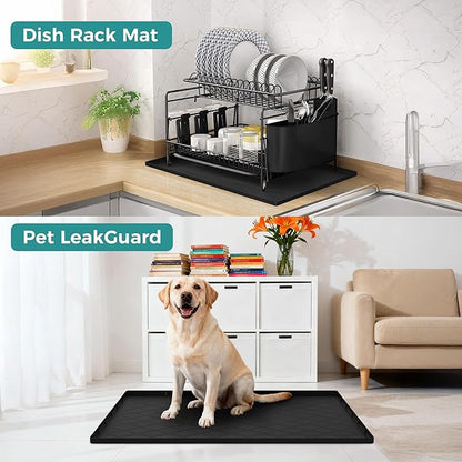 URMONA Under Sink Mat for Kitchen Waterproof, 34" x 19" Silicone Under Sink Mat for Shelf Liner Organizer, Cabinet Sink Protector Under Sink Liner for Bottom Kitchen, Bathroom(Beige)