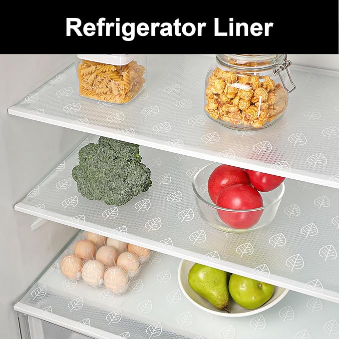 Cooyes Drawer Liner Shelf Liners for Kitchen Cabinets Refrigerator Liners Waterproof & Oil-Proof Kitchen Cupboard Liner Drawer Mats EVA Material Non Adhesive Fridge Liner for Shelves