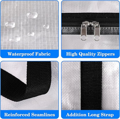 BlissTotes 2-Pack Large Moving Bags with Backpack Straps & Strong Zippers, Heavy-Duty Storage Bags Moving Boxes for Space Saving, Dorms, Transport, 76L-20 Gallons, Clear