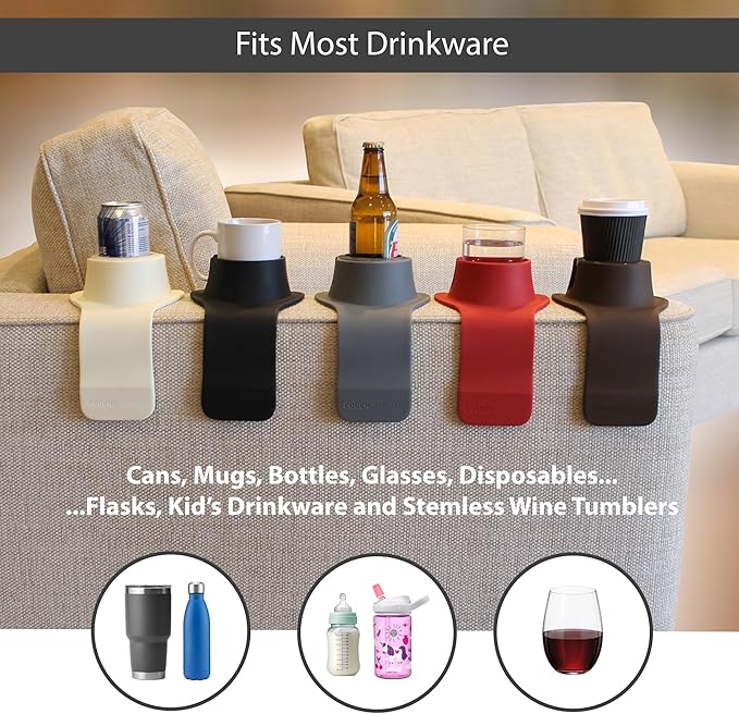 HIT PRODUCTS CouchCoaster® - Armrest Couch Cup Holder in Limited Edition Soft Teal - A Weighted, Silicone, Anti Slip Coaster Stops Spills On Your Sofa, Armchair Or Recliner & Keeps Drinks in Reach
