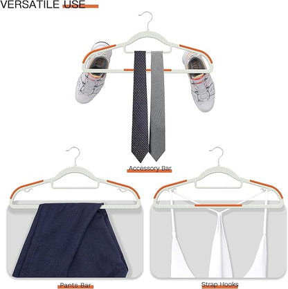 MLKJHHI 40 Pack Heavy Duty Plastic Hangers, Non Slip Clothes Hangers with Rubber Pads and 360° Hook - Thin Space Saving Hanger, Closet Organizer for Shirt, Pants, Suit, Skirt, Coat - Orange