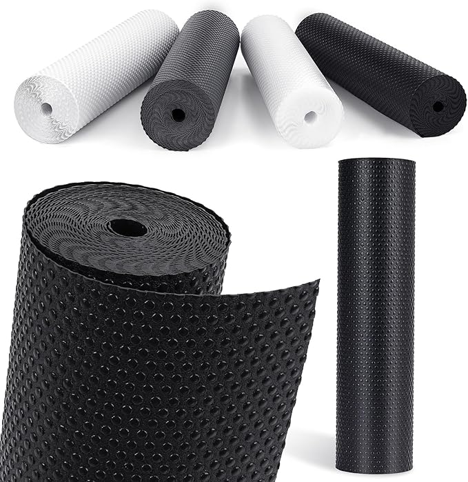 Drawer Liners, Waterproof Shelf Liner, Anti-Slip Non-Adhesive BPA Free Kitchen Cupboard Cabinet Liner Refridge Fridge Mats Sink Protector Strong Durable for Home (Black/23.6in x 20Ft)