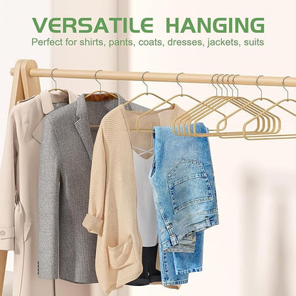 APRTAT Bamboo Hangers - 50 Pack Slim Coat Hangers - 360-Degree Rotatable Hook, Suitable for Clothes, Jacket, Shirt, Tank Top, Pant (Natural, 50)