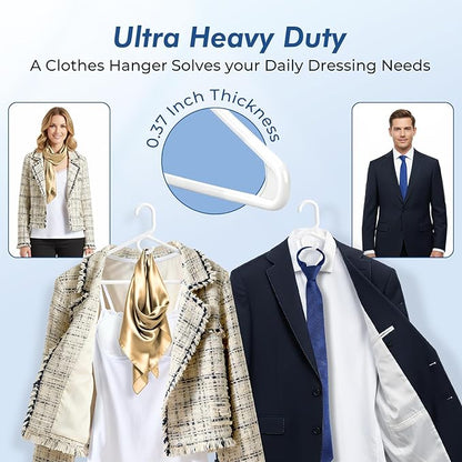 HOUSE DAY Quality Plastic Clothes Hangers 38 Pack – Super Heavy Duty 20lb Capacity Thick Strong Closet Hangers White for Adult Clothing – Durable for Coats, Jackets, Jeans, Pants