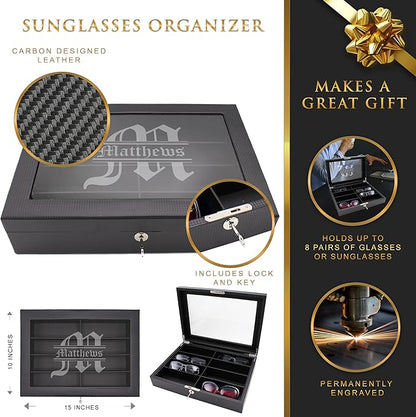 My Personal Memories Custom Personalized Multiple Sunglasses, Eyeglass, Eyewear Cases Organizer Box, 8 Slots