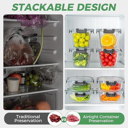 32 oz Glass Soup Containers with Lids, 4 Cup Glass Food Storage Containers with lids, Meal Prep Containers, Microwave, Oven, Freezer and Dishwasher, BPA Free