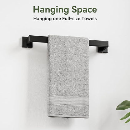 5-Pieces Matte Black Bathroom Hardware Set, 16 Inch Bathroom Towel Bar Set, SUS304 Stainless Steel Bathroom Hardware Accessories Set, Towel Racks for Bathroom Wall Mounted