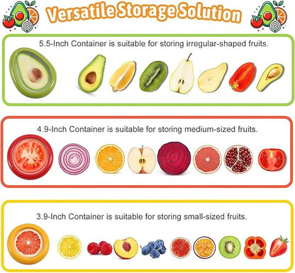 Weesdsio 5 Pcs Avocado Saver and Tomato Holder Set of 5 Reusable Storage Containers for Fridge Silicone Fruit and Vegetable Anti-Oxidation Storage Box Ideal for Garlic, Onions, Lemons, and Potatoes