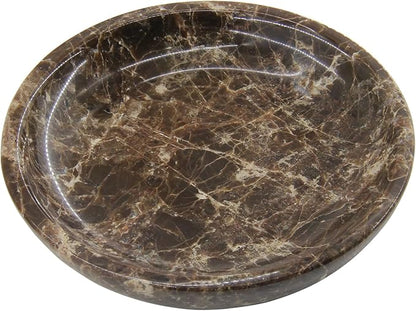 Small Natural Marble Jewelry Tray Key Plate Holder Dish Trinket Decor Catch All Bowl for Ring Earring Stone Gift for Women Daugther,Dark Brown