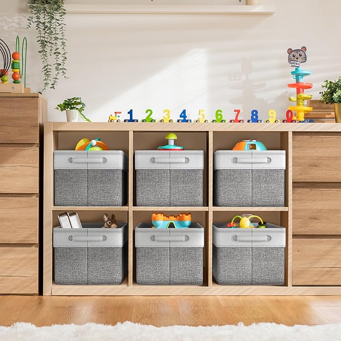 Sorbus Fabric Storage Bins for Shelves - 15 Inch Sturdy Collapsible Storage Bins with 2 Handles, Foldable Baskets for Organizing Home, Closets, Shelf, Toys, Clothes, Large Decorative Storage Baskets