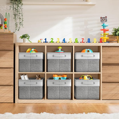 Sorbus Fabric Storage Bins for Shelves - 15 Inch Sturdy Collapsible Storage Bins with 2 Handles, Foldable Baskets for Organizing Home, Closets, Shelf, Toys, Clothes, Large Decorative Storage Baskets
