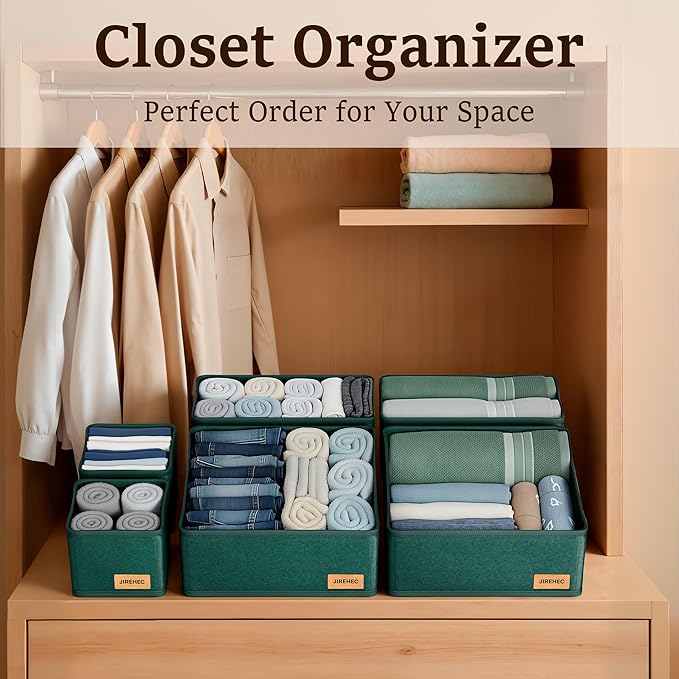 Clothing Drawer Organizer – Set of 6 Foldable 600D Oxford Storage Boxes with Rigid Support and Metal Zipper, Ideal for Bras, Underwear, Socks, Baby Clothes and Closet Organization
