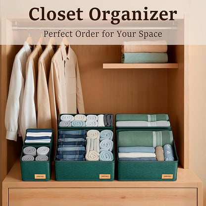 Clothing Drawer Organizer – Set of 6 Foldable 600D Oxford Storage Boxes with Rigid Support and Metal Zipper, Ideal for Bras, Underwear, Socks, Baby Clothes and Closet Organization