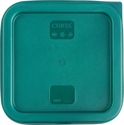 CURTA 8-Pack 2 Qt NSF Clear Polycarbonate Food Storage Containers with Green Lids - Square, Commercial-Grade, Freezer & Dishwasher Safe, Stackable
