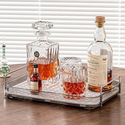 Coffee Bar Accessories,Station Organizers,Large Capacity Storage with Drain Board,Whisky Tray,Mug Tea Cup Holder Coffee Bar Organizer,Smoky Gray