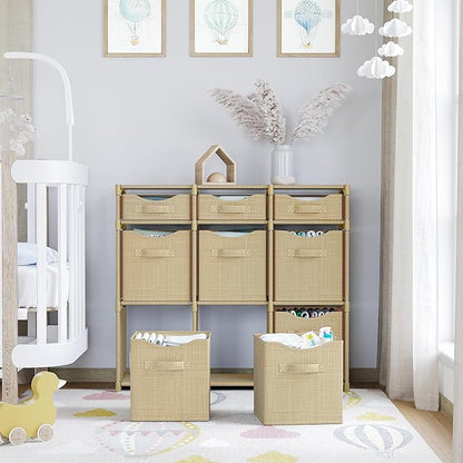 9 Cube Closet Organizers And Storage | Includes All Storage Cube Bins | Easy To Assemble Closet Storages Unit With Drawers | Room Organizer For Clothes, Baby Closets Bedroom, Playroom, Dorm (Beige)
