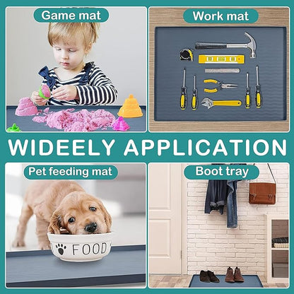 URMONA Waterproof Silicone Under Sink Mat 37'' x 22'' Shelf Liner for Kitchen and Bathroom, Cabinet and Counter Protector, Storage and Organizers, Litter Mat, Pet Cat Puppy Essentials(Dark Grey)