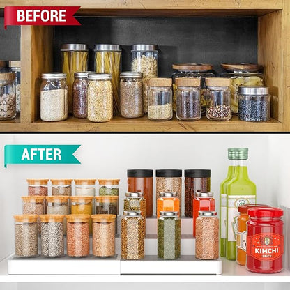 YAN & HIN Pack of 2, 3-Tier Spice Rack, Expandable and Non-Skid tiered Shelf, Medicine Cabinet Organizers, pantry organizers, and Seasoning Organizer, Canned Food Organizer