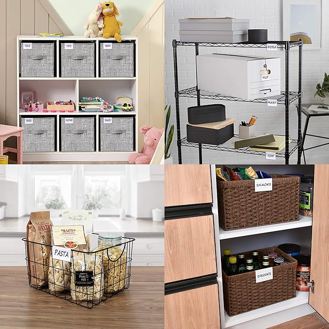 50PCS Basket Bin Labels Clip On,Clear Plastic Wire Shelf Price Tags,Labels for Storage Bins,Merchandise Sign Display Holder,50PCS Paper Inserts Included(Size:3.15x1.57inch/8x4cm)