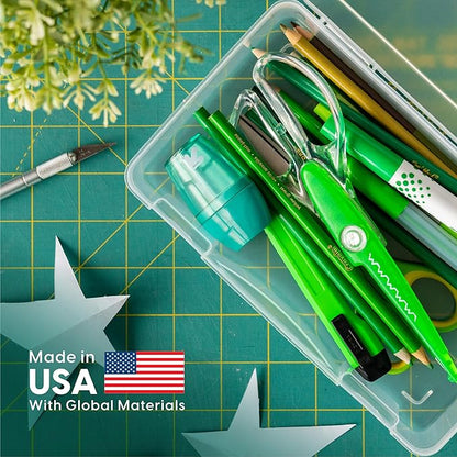 IRIS USA Pencil Case Boxes, 6-Pack, |Made in USA|, Plastic Bead Organizing Containers with Snap Lid for Arts, Crafts, Ephemera, Stickers, & Dance Cheer, Clear - Medium