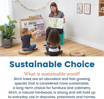 ECR4Kids Streamline Single-Sided Book Display with Storage, Classroom Bookshelf, Natural