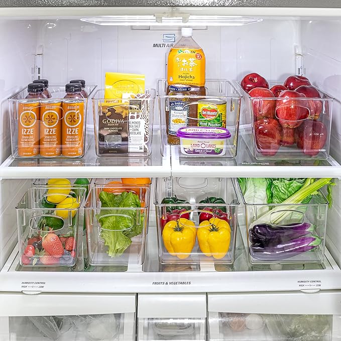 Sorbus Medium Clear Plastic Storage Bins for Shelves, Clothes, with Handle - Clear Storage Bins, Drawer, Shelf, Closet, Pantry, Fridge, Freezer Organizer Bins, Closet Organizers and Storage (2 pack)