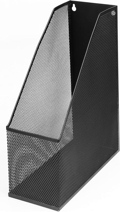 YBM HOME Mesh Steel Deluxe Magazine Rack, Extra Wide Magazine File Holder (1, Black)