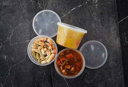 Healthy Packers 16oz Food Storage & Soup Containers with Airtight Lids - Clear Plastic Deli Cups - Great for Your Slime Kit - BPA Free | Leakproof - Microwaveable - Reusable & Freezer Safe (24 pack)