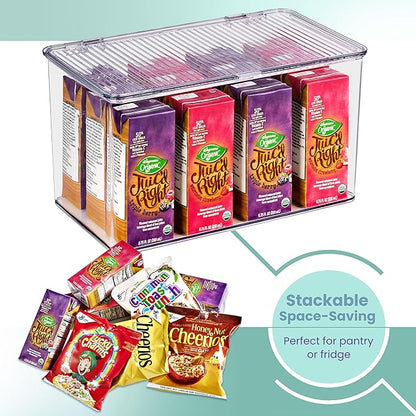 Sorbus Durable Plastic Storage Bins with Lids- Stackable Refrigerator Organizer Bins- MultiPurpose & Versatile- Lightweight Pantry Organizer- Perfect Cabinet Organizers and Storage for Kitchen- 2 Pack