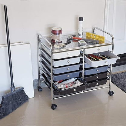 ECR4Kids 12-Drawer Value Mobile Organizer, Storage Cart, Grey Ombre