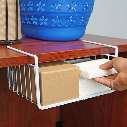 White Wire Under-Shelf Storage Basket, 11-Inch – Durable Organization Solution for Kitchen, Pantry, and Closet