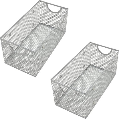 YBM Home Wire Mesh Storage Basket Organizer for CD and DVDs - 2 Pack