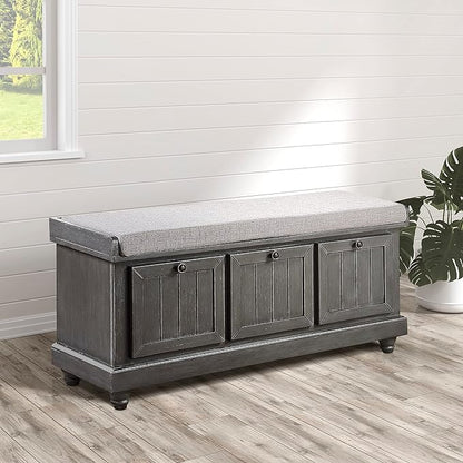 Lexicon Berryessa Lift-Top Storage Bench, Distressed Dark Gray