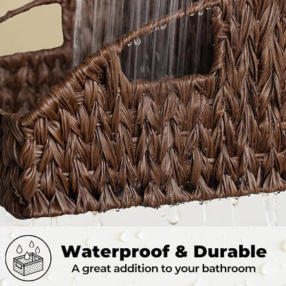 GRANNY SAYS Wicker Storage Basket for Shelves, Wicker Basket with Handles, Trapezoid Woven Baskets for Storage, Decorative Baskets for Home Decor, Brown, 3 Pack