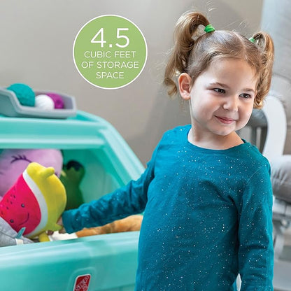 Step2 2-in-1 Toy Box & Art Lid, Kids Toy Storage Bin & Organizer, Easel & Chest in One, Made of Durable Plastic, For Toddlers 2+ Years Old, Mint