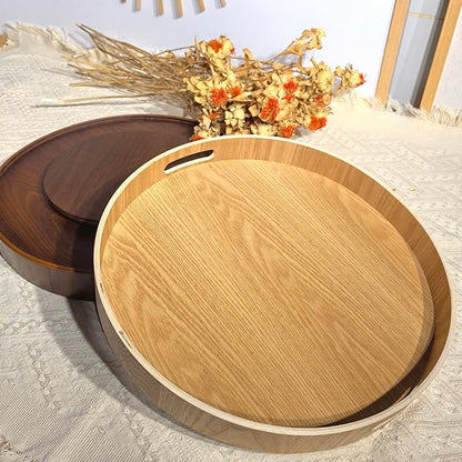 i-lan 16" Wooden Lazy Susan Turntable Tray – 360° Rotating with Handles, High Edges & Non-Slip Base – Thoughtful Gift for Housewarming, Wedding or Christmas – Fits Kitchen, Dining & Living Room