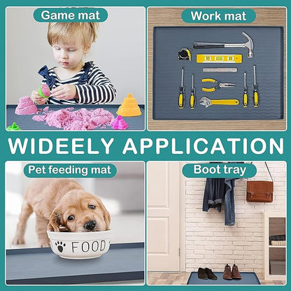 URMONA Waterproof Silicone Under Sink Mat 22'' x 14'' Shelf Liner for Kitchen and Bathroom, Cabinet and Counter Protector, Storage and Organizers, Litter Mat, Pet Cat Puppy Essentials(Light Grey)
